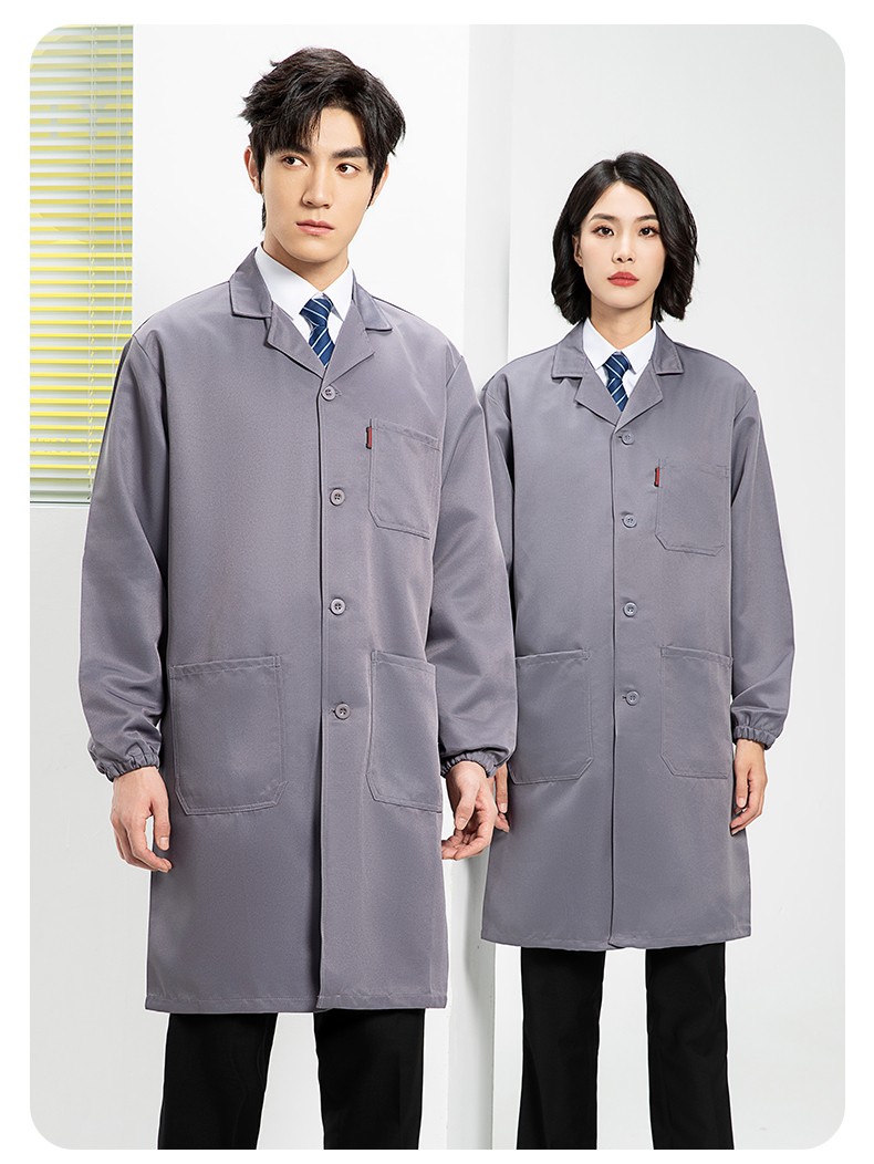 YJ-2301 純色大褂長袖工作服純色電子廠男女防塵食品廠大褂定制(圖22)