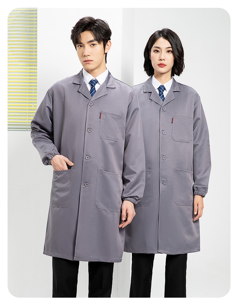 YJ-2301 純色大褂長袖工作服純色電子廠男女防塵食品廠大褂定制(圖21)