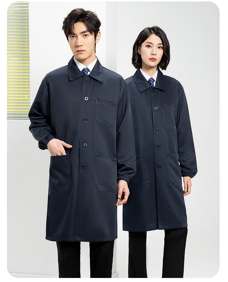 YJ-2302 純色翻領大褂工作服大褂倉庫搬運裝卸服飼養員防塵罩衣食品廠服(圖15)