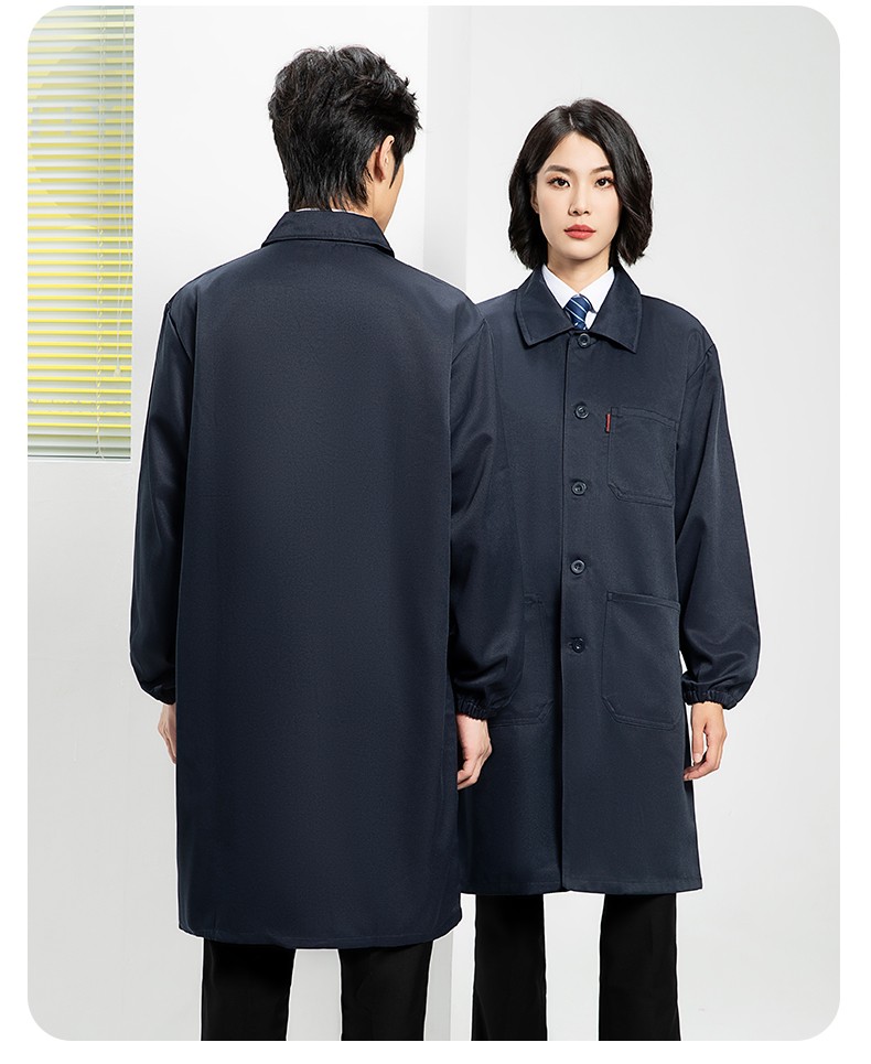YJ-2302 純色翻領大褂工作服大褂倉庫搬運裝卸服飼養員防塵罩衣食品廠服(圖17)