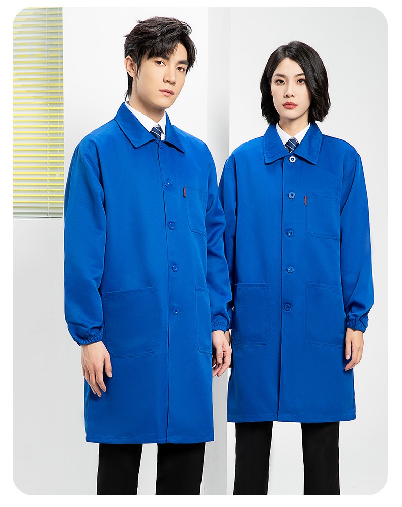 YJ-2302 純色翻領大褂工作服大褂倉庫搬運裝卸服飼養員防塵罩衣食品廠服(圖19)