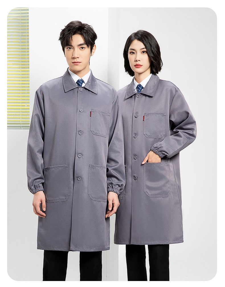 YJ-2302 純色翻領大褂工作服大褂倉庫搬運裝卸服飼養員防塵罩衣食品廠服(圖21)