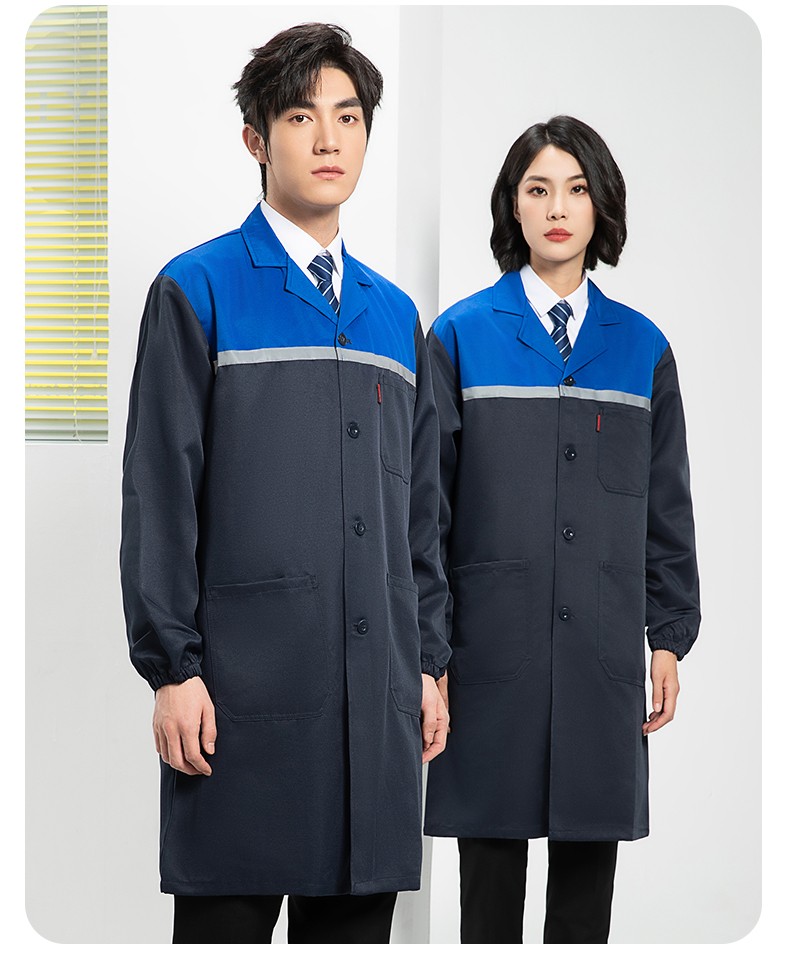 YJ-2303 拼色大褂長款工作服電子白男女倉庫搬運大褂勞保食品廠大褂定制(圖18)