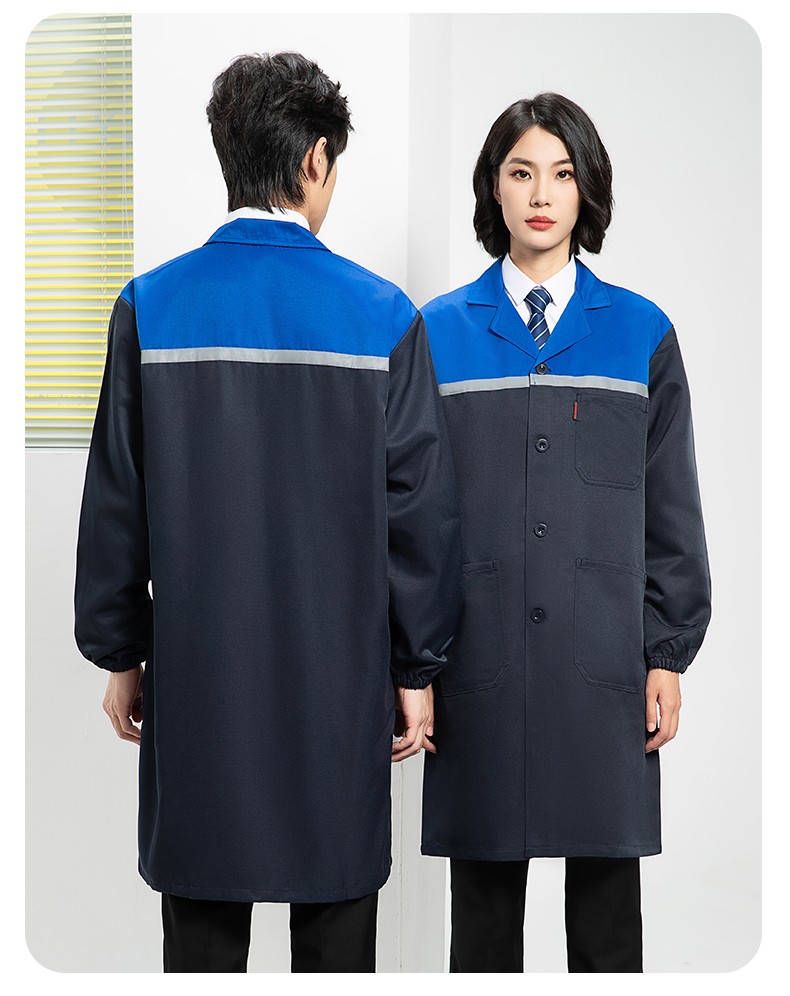 YJ-2303 拼色大褂長款工作服電子白男女倉庫搬運大褂勞保食品廠大褂定制(圖20)