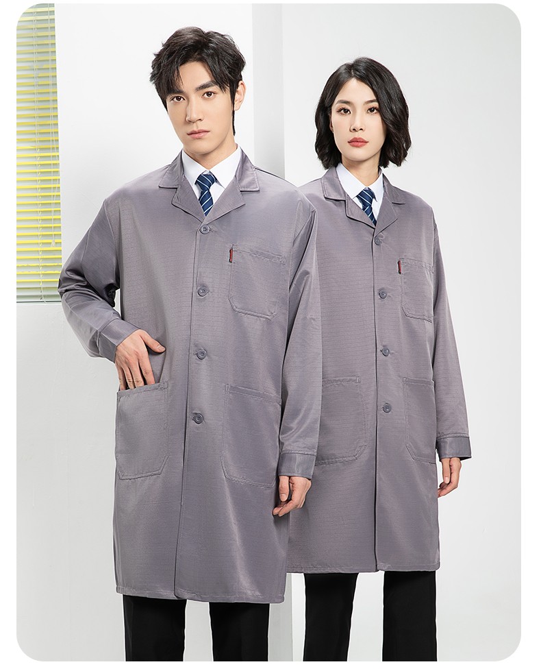 YJ-2305 防靜電大褂長袖工作服純色電子廠男女防塵食品廠防靜電大褂定制(圖15)