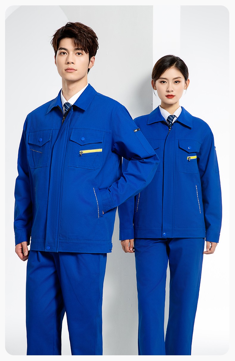 JC-117 純棉春秋工作服套裝男純色全棉加厚耐磨建筑工地電焊機修服定制(圖16)