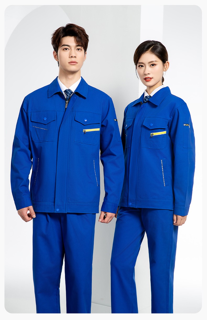 JC-117 純棉春秋工作服套裝男純色全棉加厚耐磨建筑工地電焊機修服定制(圖17)