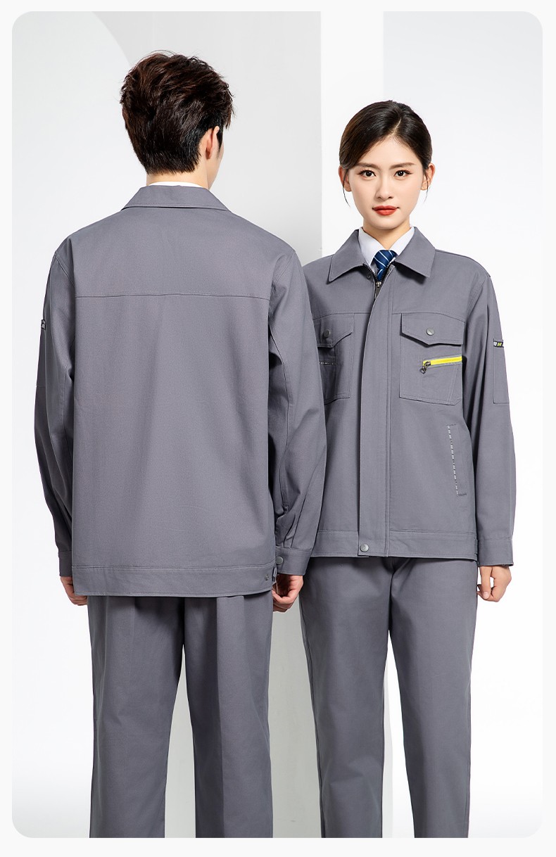 JC-117 純棉春秋工作服套裝男純色全棉加厚耐磨建筑工地電焊機修服定制(圖19)