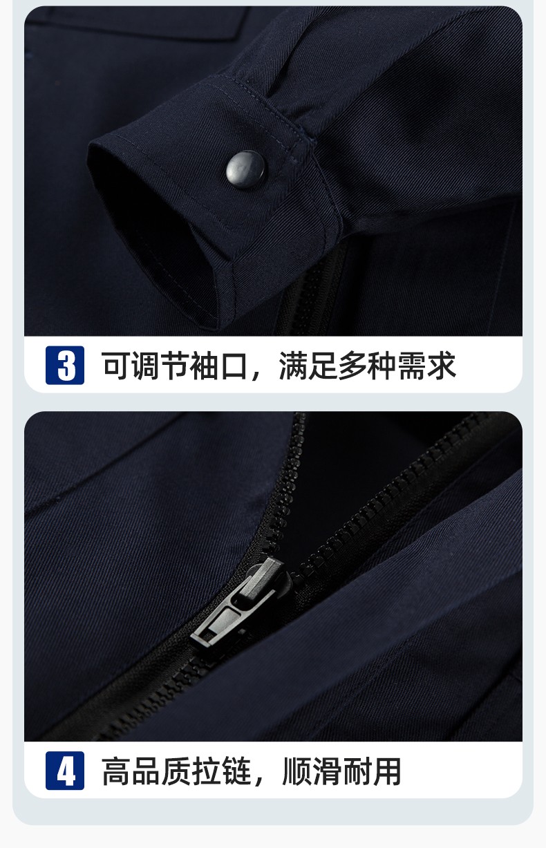 YM-20801SF 防靜電工作服套裝男秋冬雙層加厚化工廠電子廠電工裝加油站勞保服(圖10)