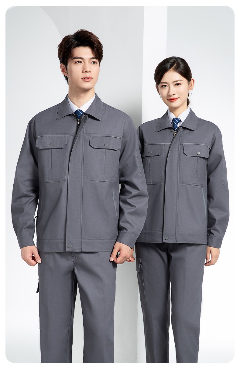 YM-092 春秋季工作服套裝定制男耐磨建筑工程工廠車間長(zhǎng)袖勞保服純色工裝(圖18)