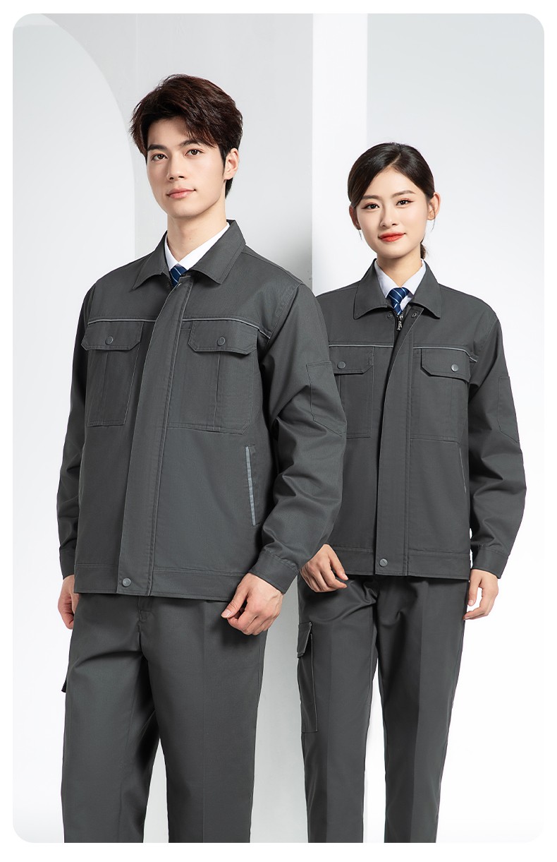 YM-092 春秋季工作服套裝定制男耐磨建筑工程工廠車間長(zhǎng)袖勞保服純色工裝(圖22)