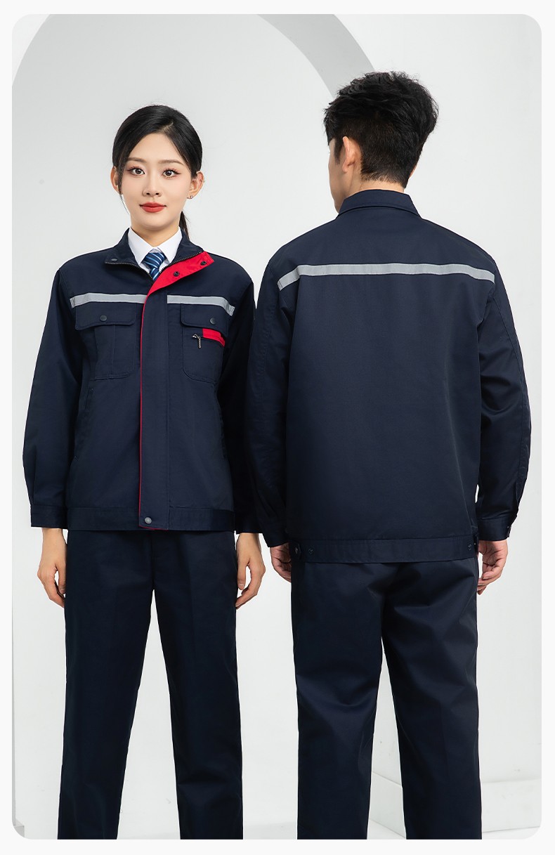 LJ-1806-2 春秋雙層工作服套裝定制男加厚工廠工裝工人車間反光條勞保服外套(圖15)