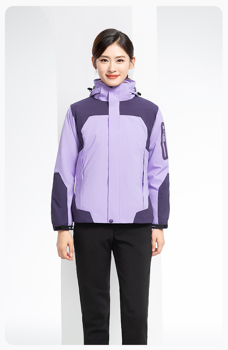 SW-9552 冬季撞色工作服沖鋒衣三合一可拆卸保暖工裝企業學校團體服定制(圖22)