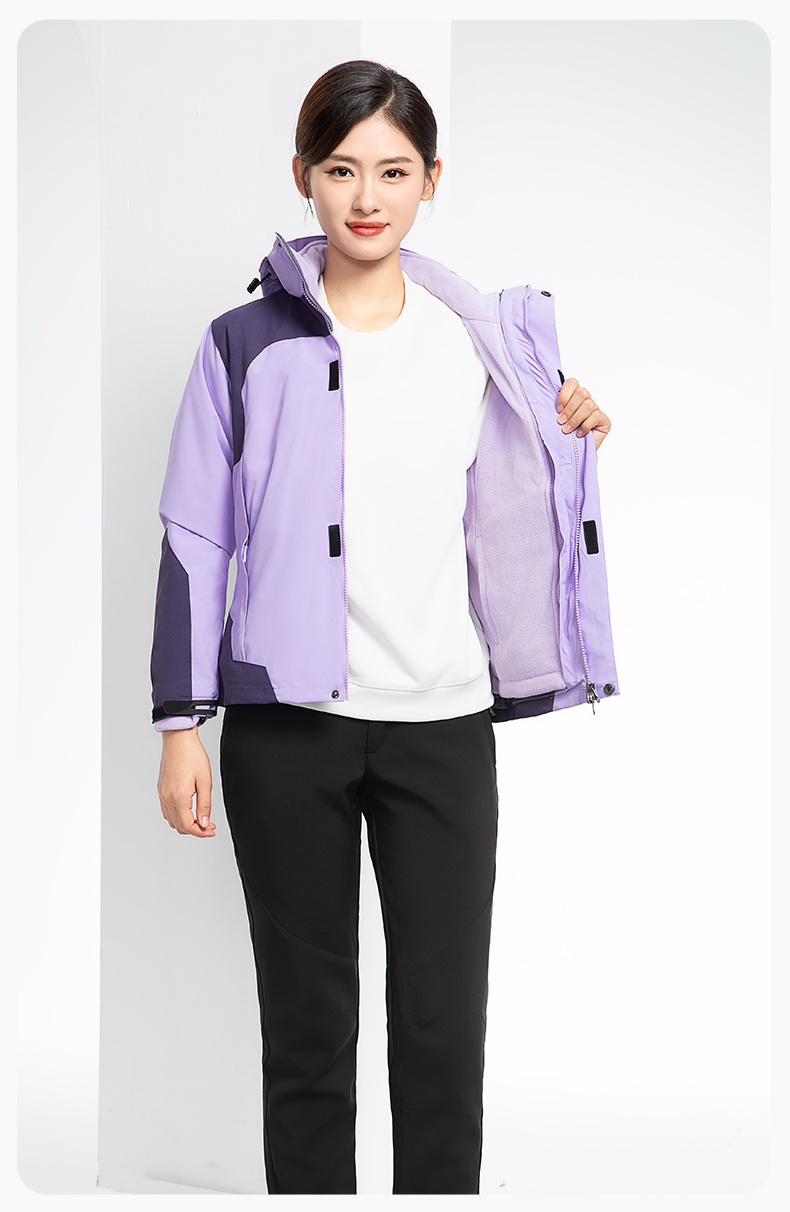 SW-9552 冬季撞色工作服沖鋒衣三合一可拆卸保暖工裝企業學校團體服定制(圖21)