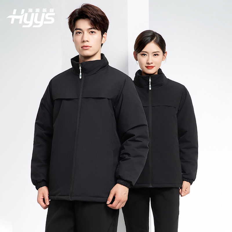 YJ-768 冬季一體式棉沖鋒衣工作服男純色加厚保暖工廠企業裝團體服定制