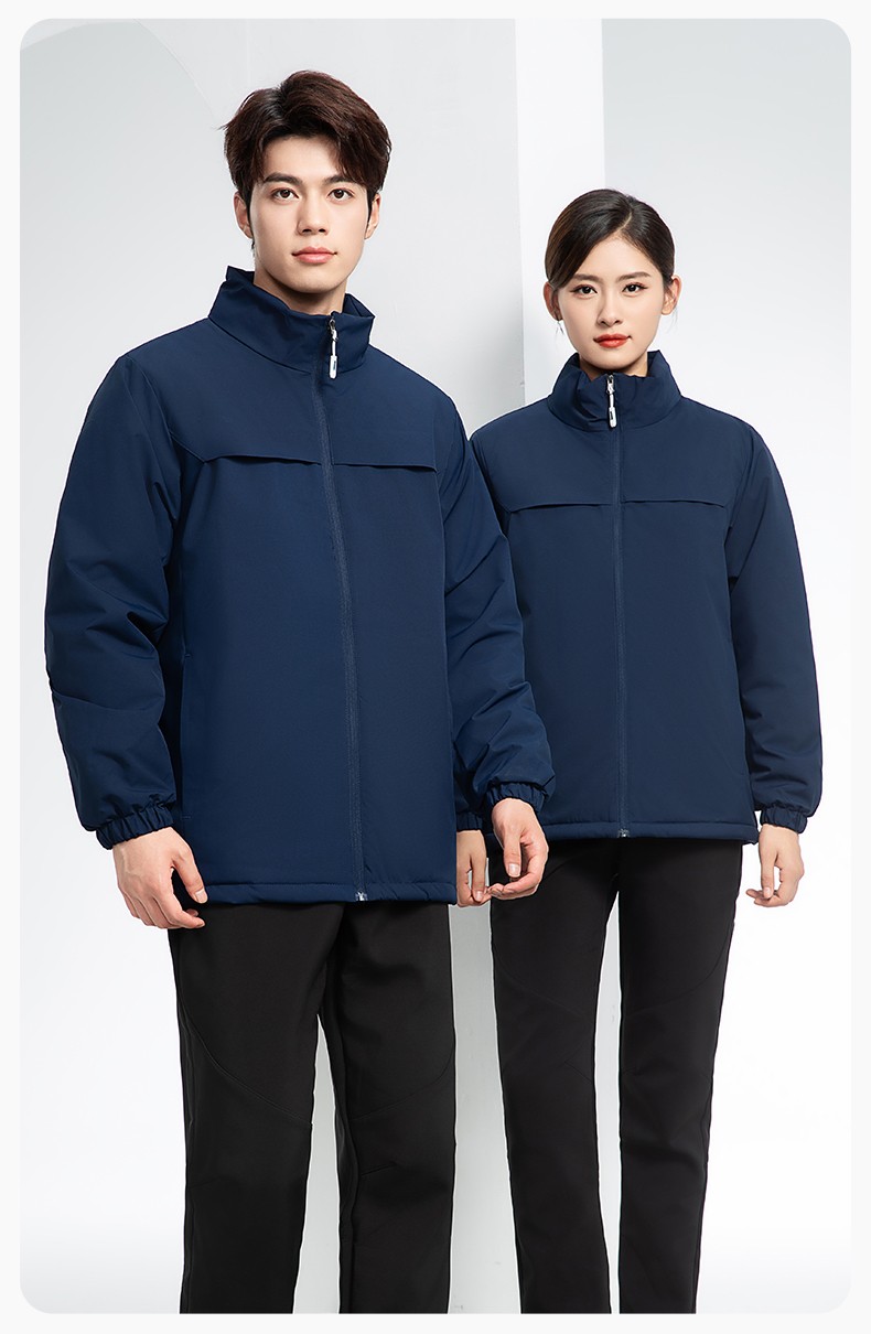 YJ-768 冬季一體式棉沖鋒衣工作服男純色加厚保暖工廠企業裝團體服定制(圖15)