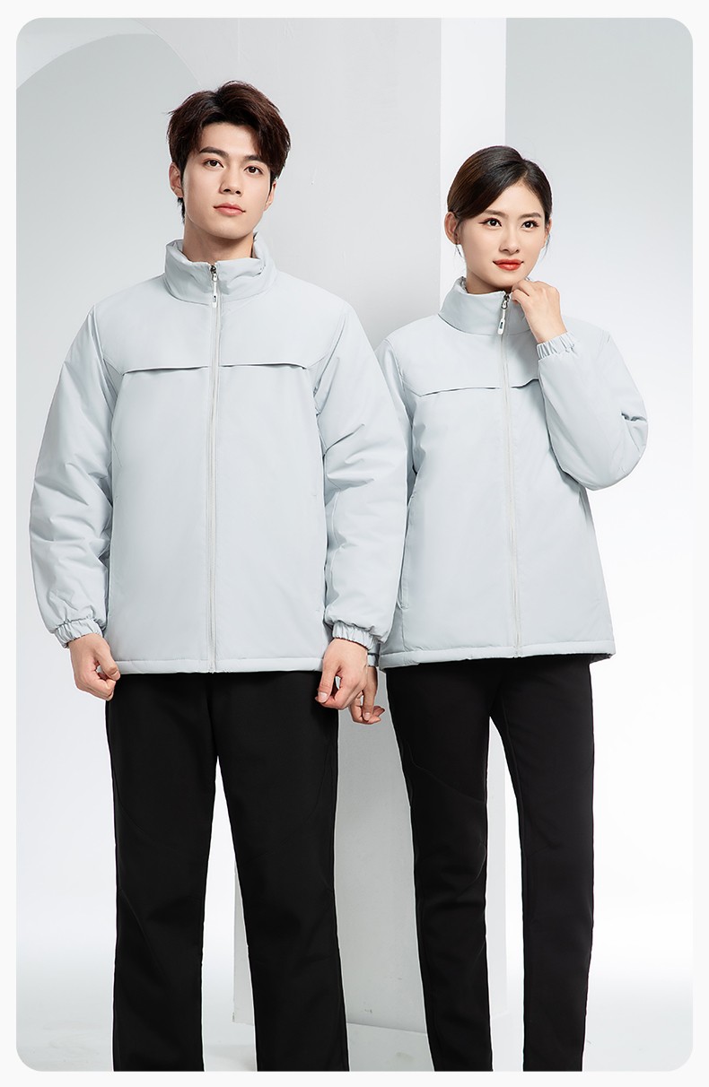 YJ-768 冬季一體式棉沖鋒衣工作服男純色加厚保暖工廠企業裝團體服定制(圖18)