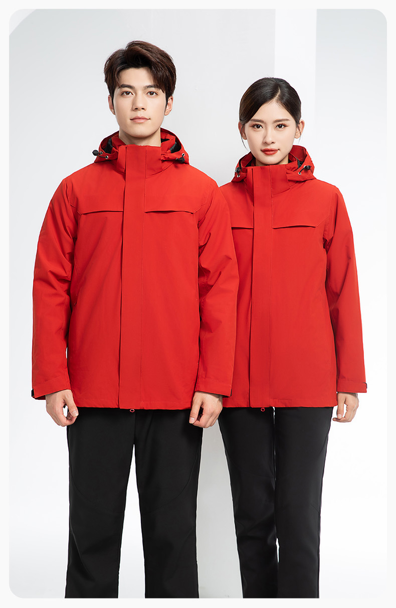 YJ-968 海源三合一沖鋒衣工作服男純色團體企業(yè)工裝加絨保暖外套廠服定制(圖19)