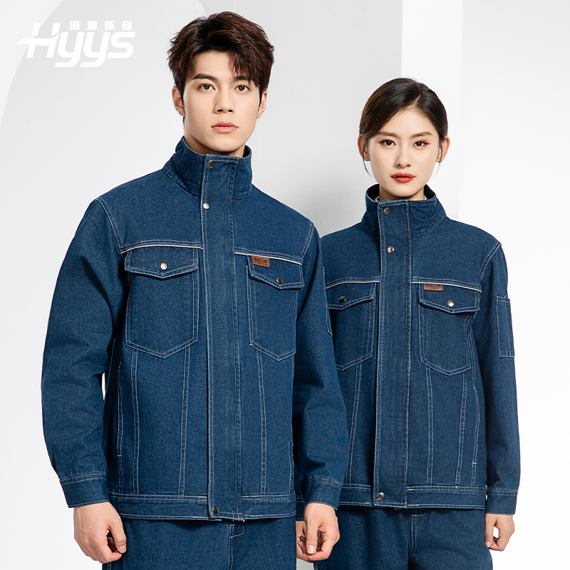 BF-801 春秋牛仔工作服套裝男反光電焊工防燙抗火花汽機(jī)修工廠(chǎng)勞保服定制