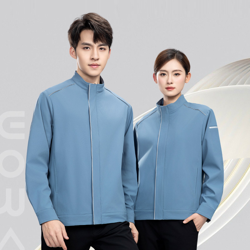 YJ-5608XM 軟殼沖鋒衣工作服春秋套裝男純色防風工裝企業團體服機修服定制